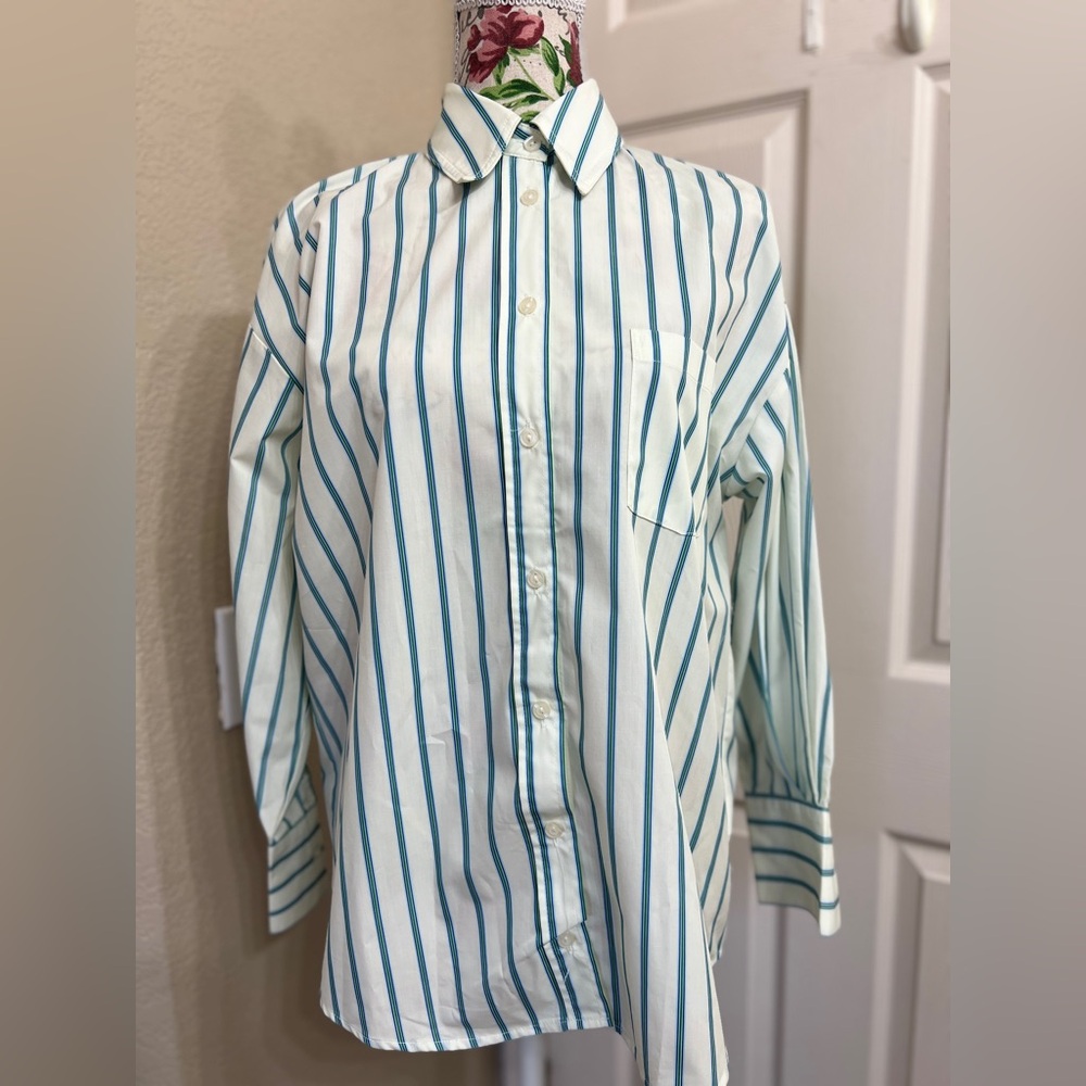 Deluc White and Blue Striped Men's Shirt